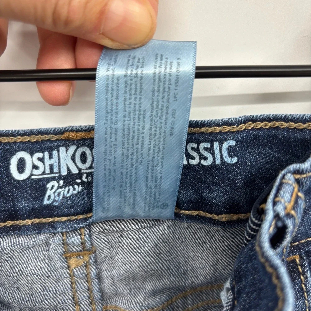 OshKosh Bgosh Kids Classic Straight‎ Leg Jeans 8R 8A Dark Wash Stretch Snap Fly